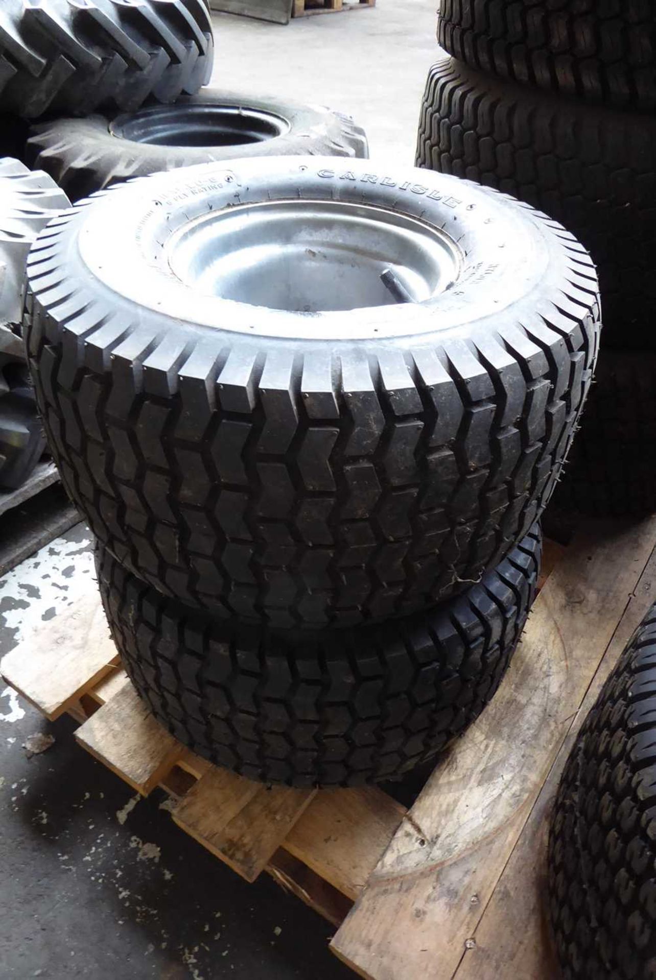 +VAT Pair of Carlisle Turf Saver 18x9.5 wheels and tyres