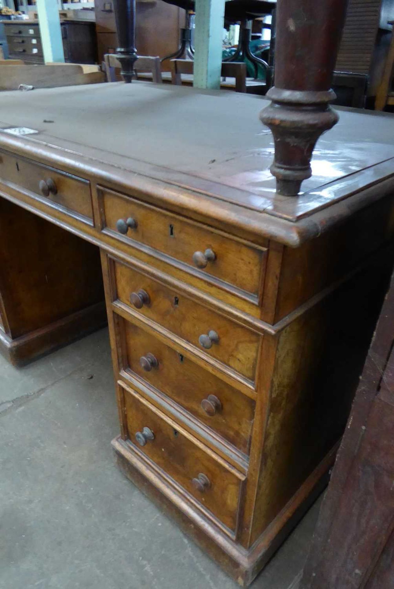 +VAT Victorian mahogany partners desk plus Victorian table - Image 2 of 3