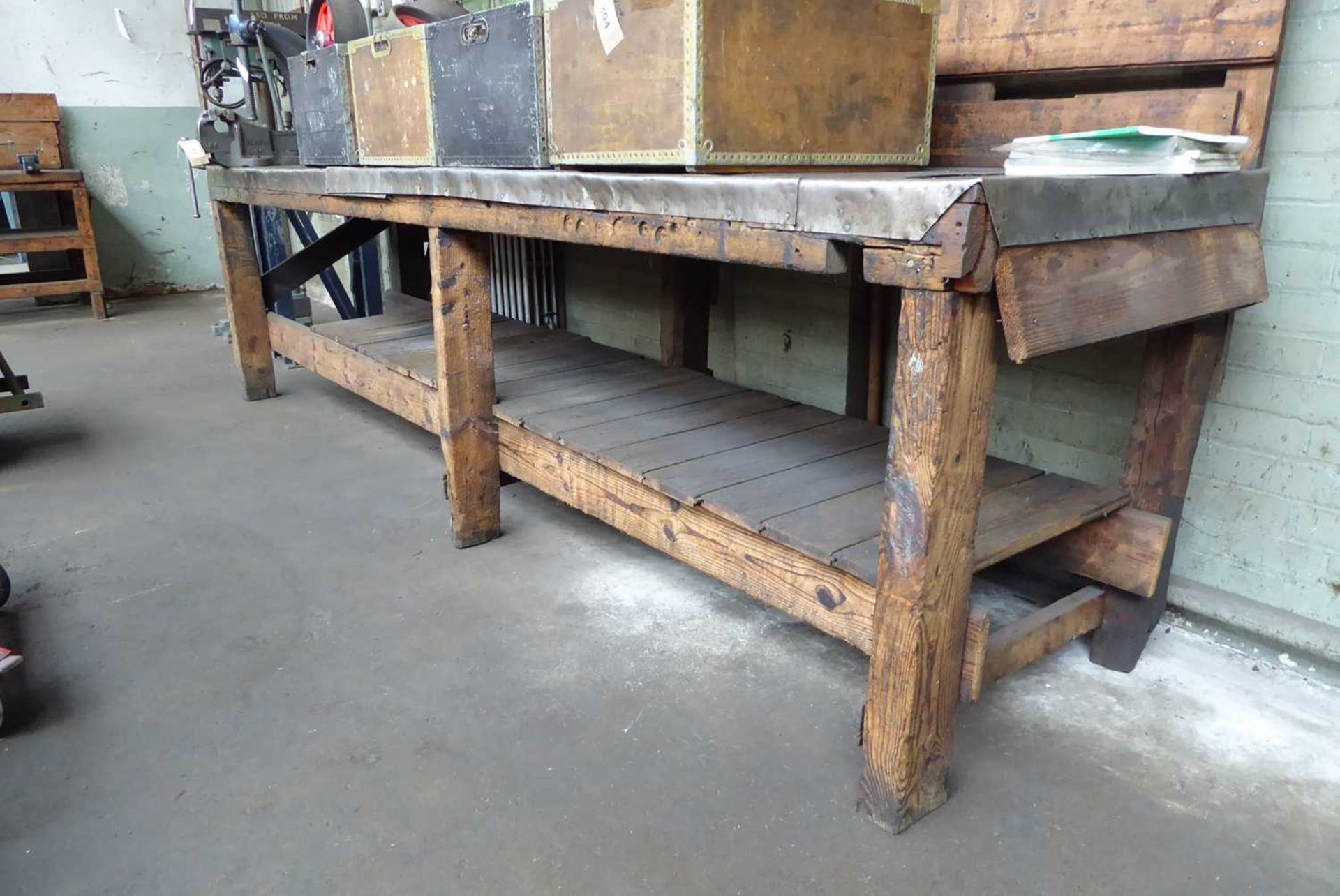 +VAT 2 3.5m workbenches, together with a Record no.84 engineers vice - Image 2 of 2