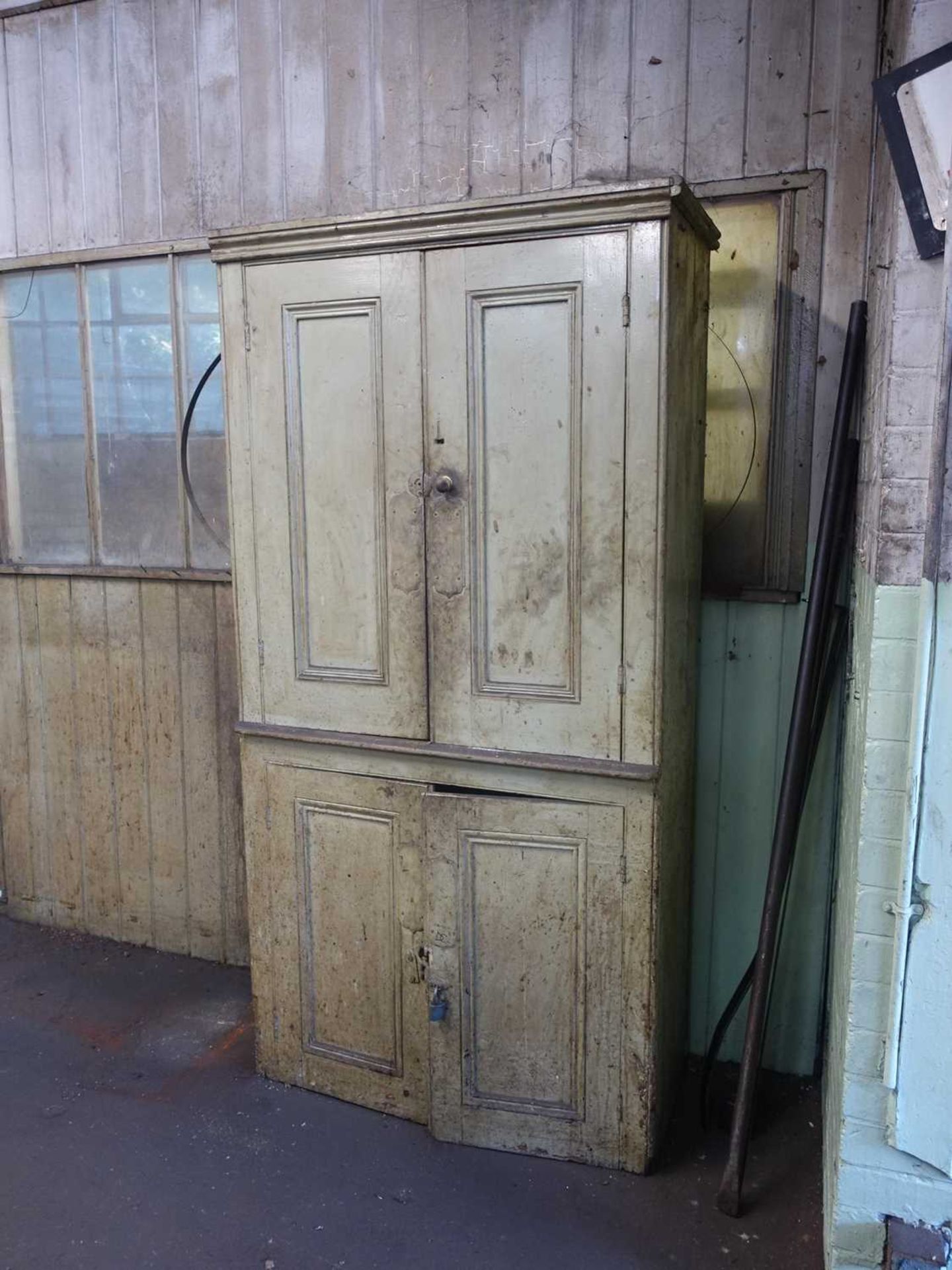 +VAT Victorian painted pine 4 door cupboard - Image 2 of 4