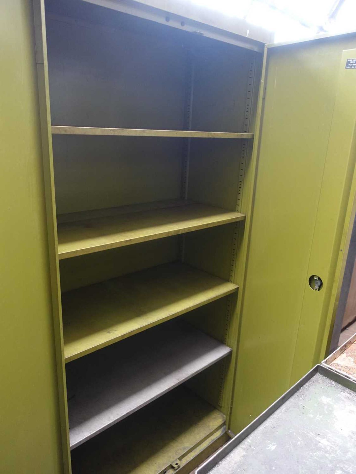 +VAT 5 assorted metal cupboards and a painted wooden cupboard together with a personnel cupboard and - Image 5 of 8