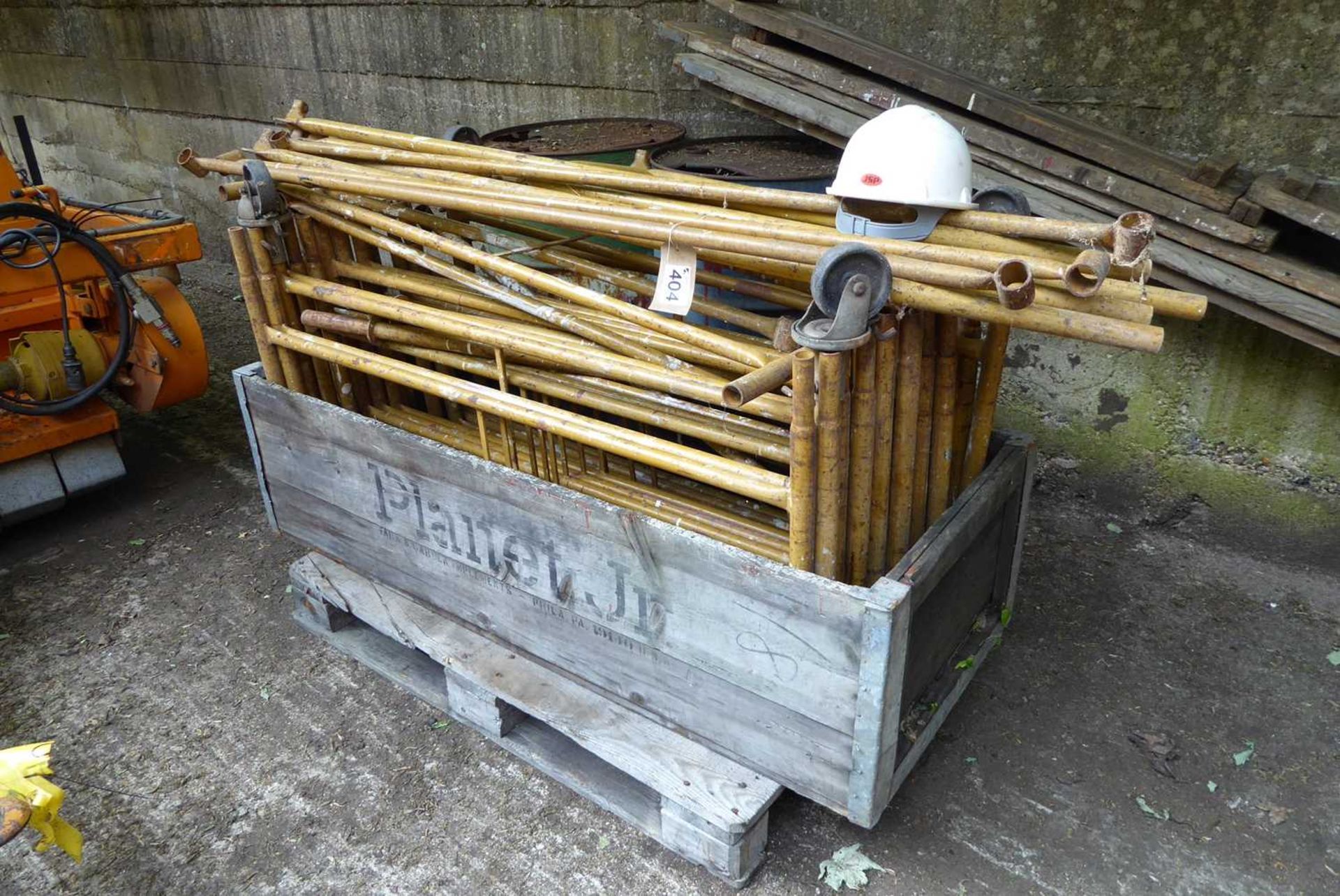 +VAT Quantity of scaffold tower sections together with timber boards