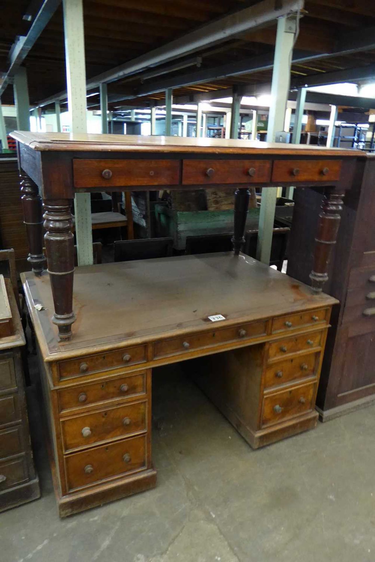 +VAT Victorian mahogany partners desk plus Victorian table