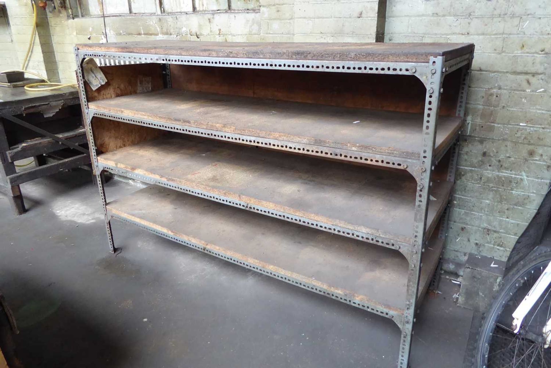 +VAT 3 low wooden benches, 4' workbench, welded steel workbench, bolted angle rack, early wooden - Image 2 of 8