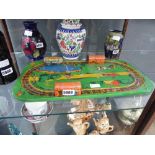 Tin plate toby toy track with car