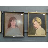 2 oils on board by Harold Noakes portraits of ladies