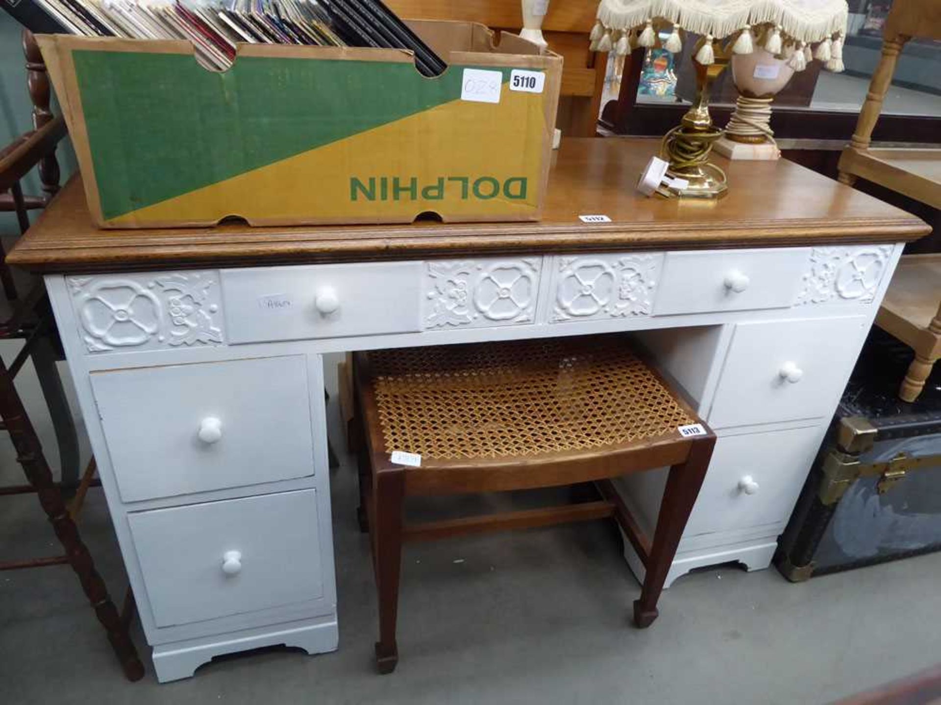 Painted oak dressing table