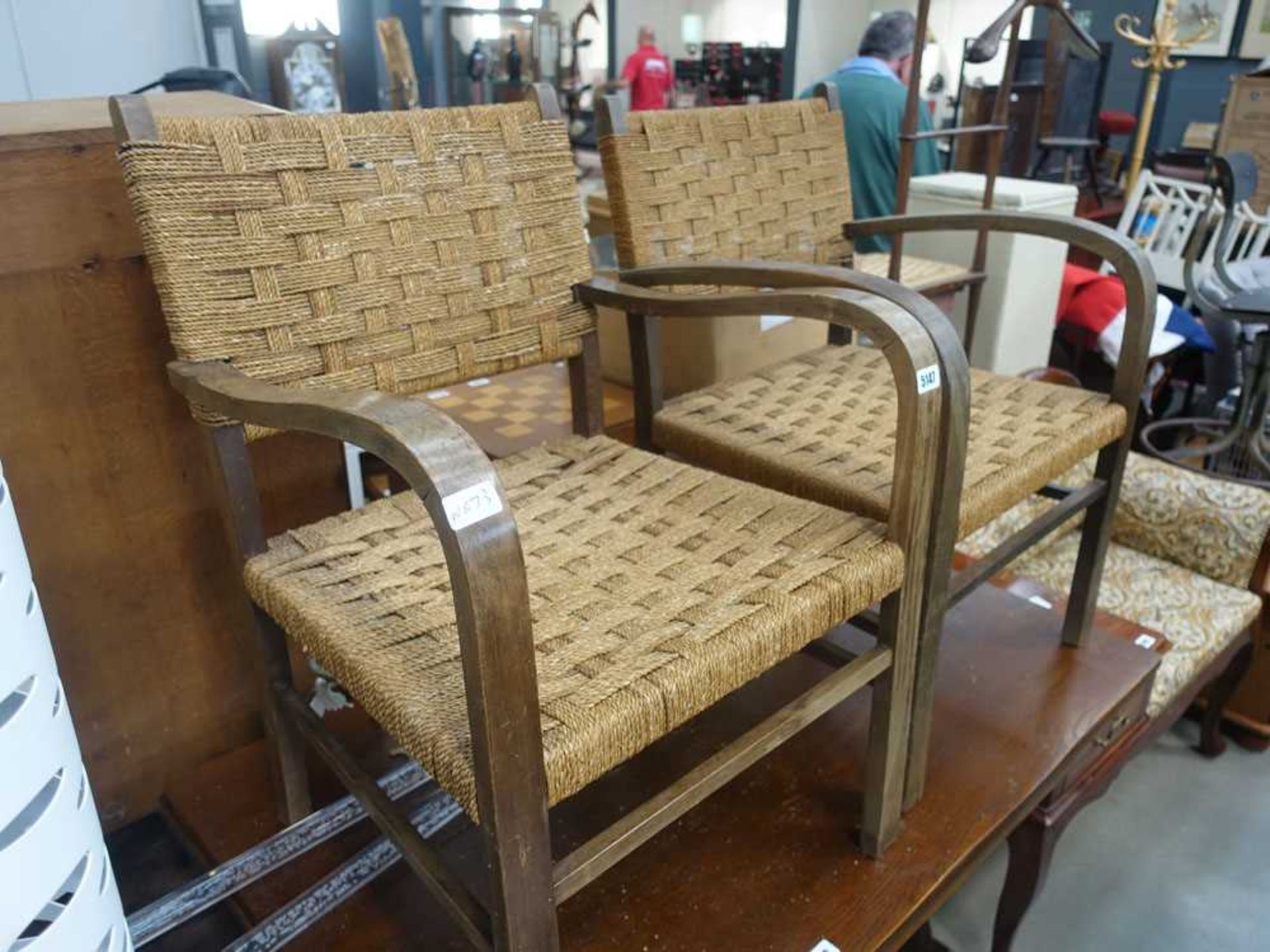 Pair of Danish bentwood and rattan armchairs - Image 8 of 8