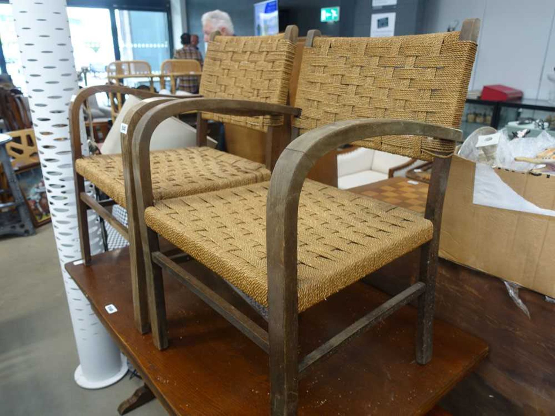 Pair of Danish bentwood and rattan armchairs - Image 2 of 8