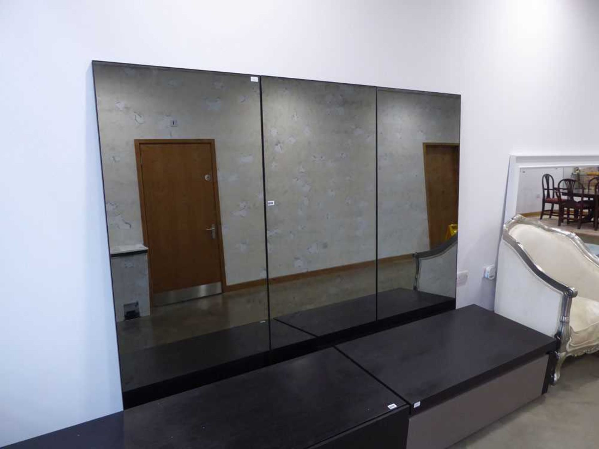 3 large rectangular smoked glass mirrors