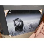 Print of a lion on glass