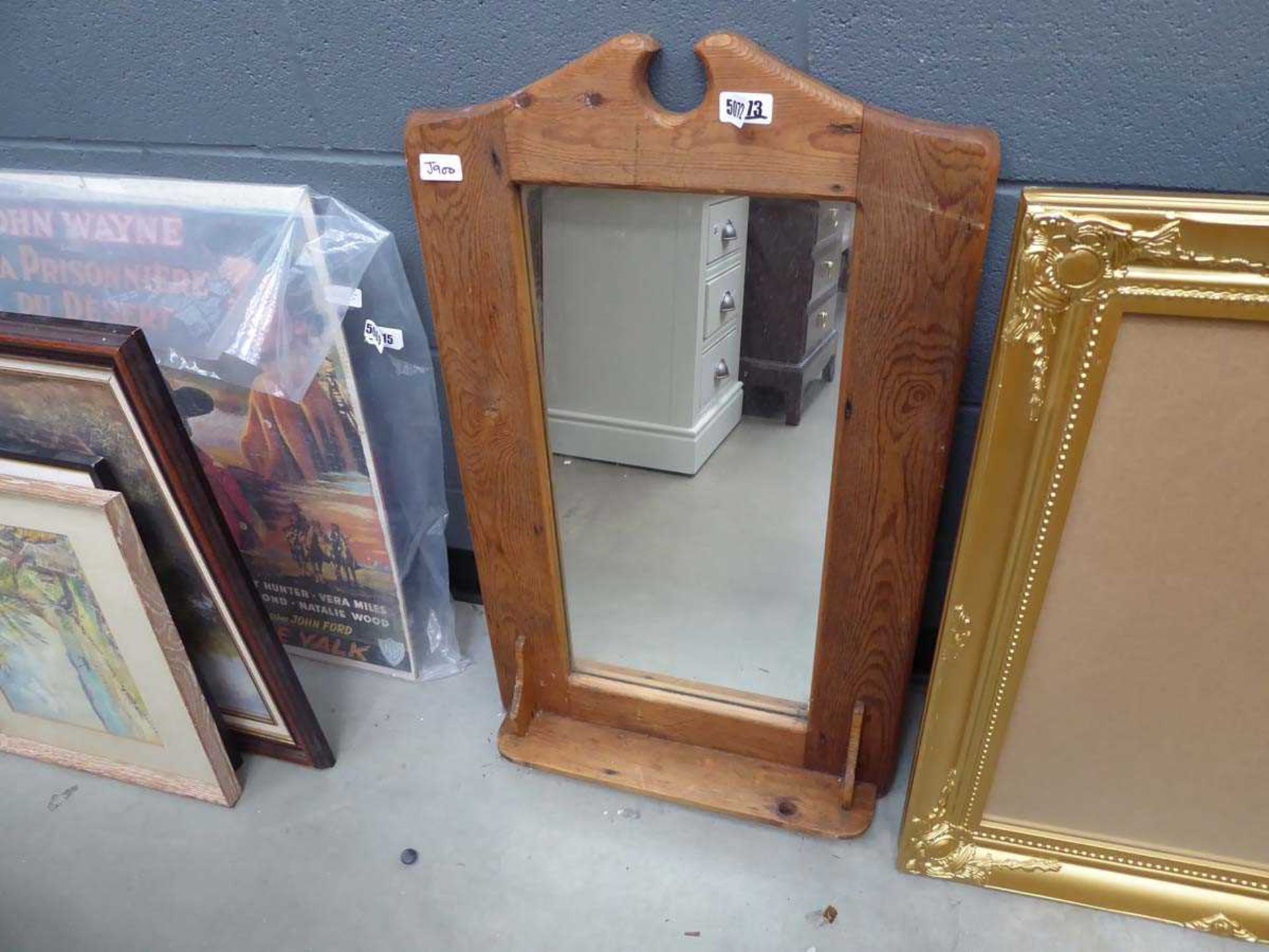 Rectangular mirror in pine frame