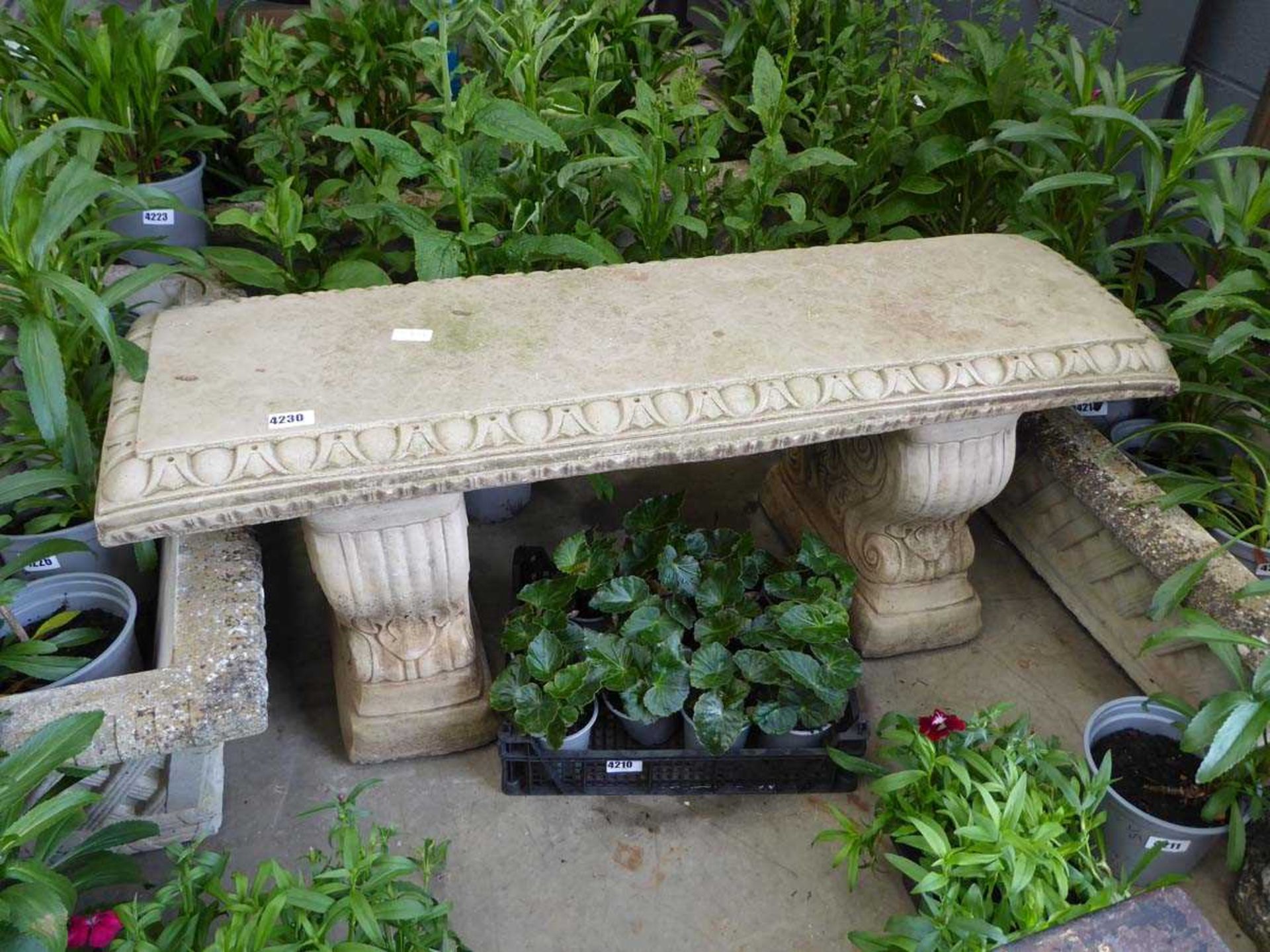 Concrete garden bench