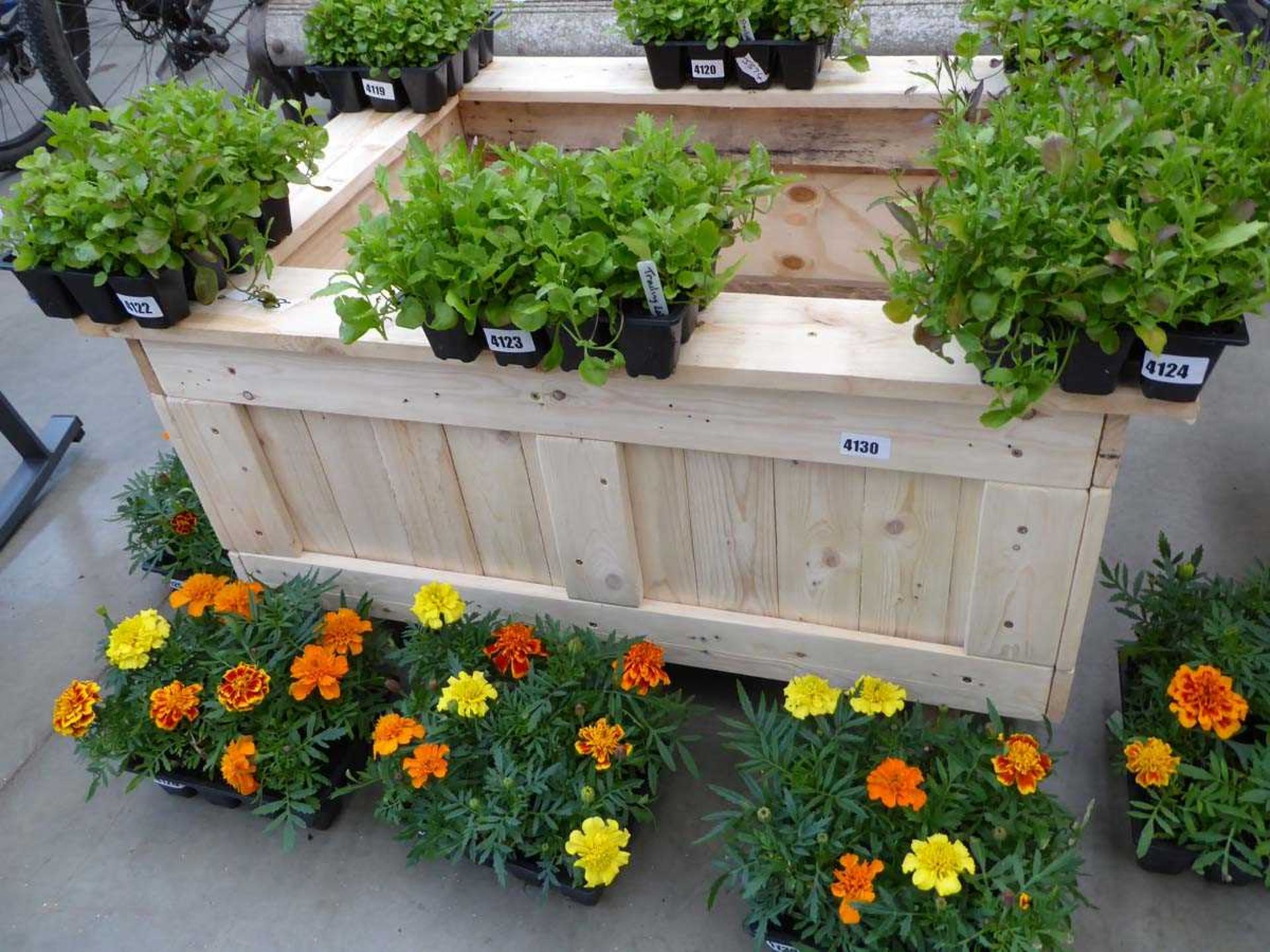 Large wooden rectangular planter
