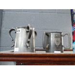 Two pewter trophy tankards