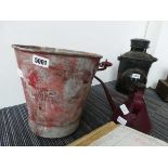 LMS fire bucket, together with BRN galvanised water bucket