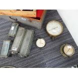 Collection of three pressure gauges, together with four glass and brass water gauge shields