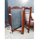 Carved wooden 2-fold room divider, as found