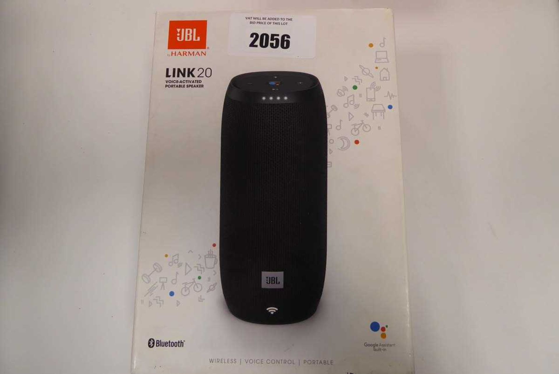 +VAT JBL link 20 voice activated portable speaker in box