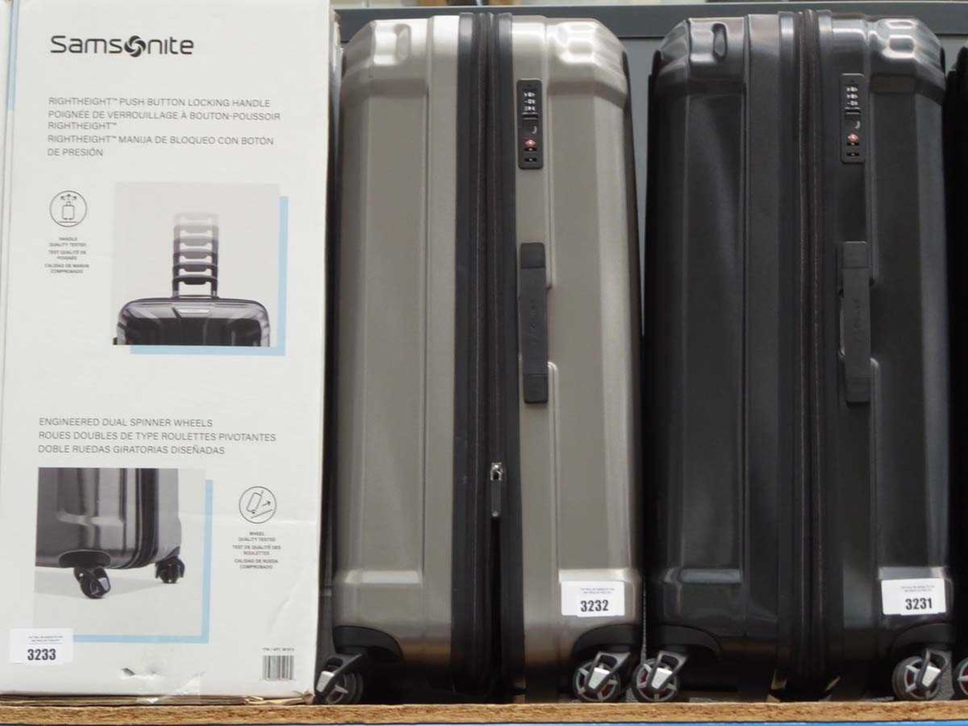 +VAT Silver hard shelled 2-piece Samsonite suitcase set