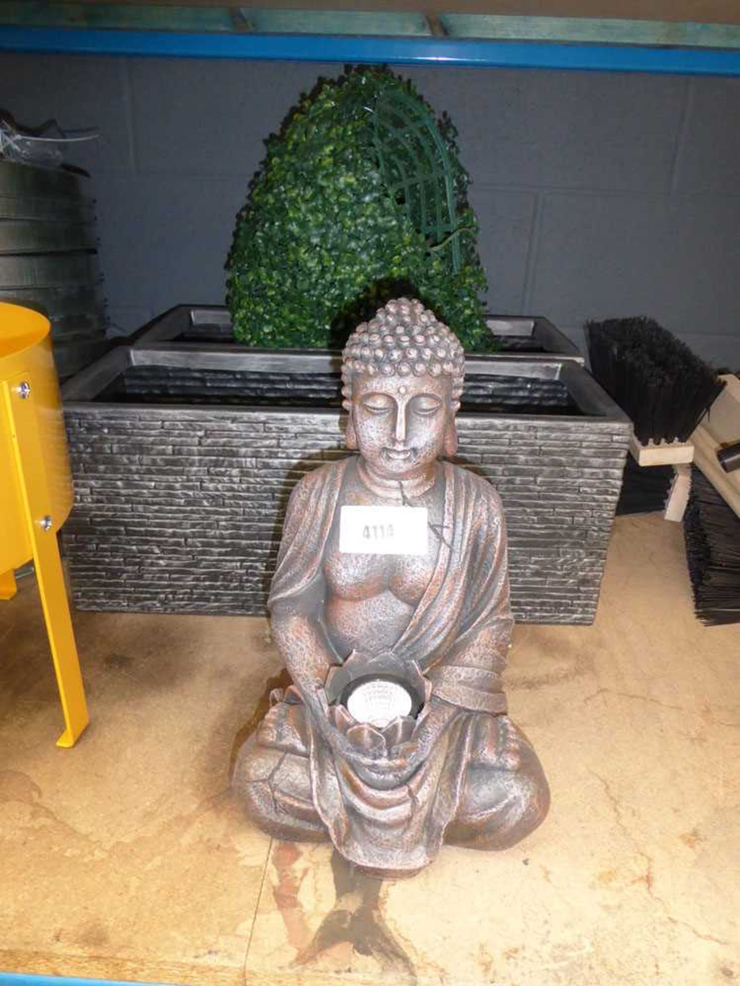 +VAT Solar powered buddha, 2 plastic pots and artificial topiary ball