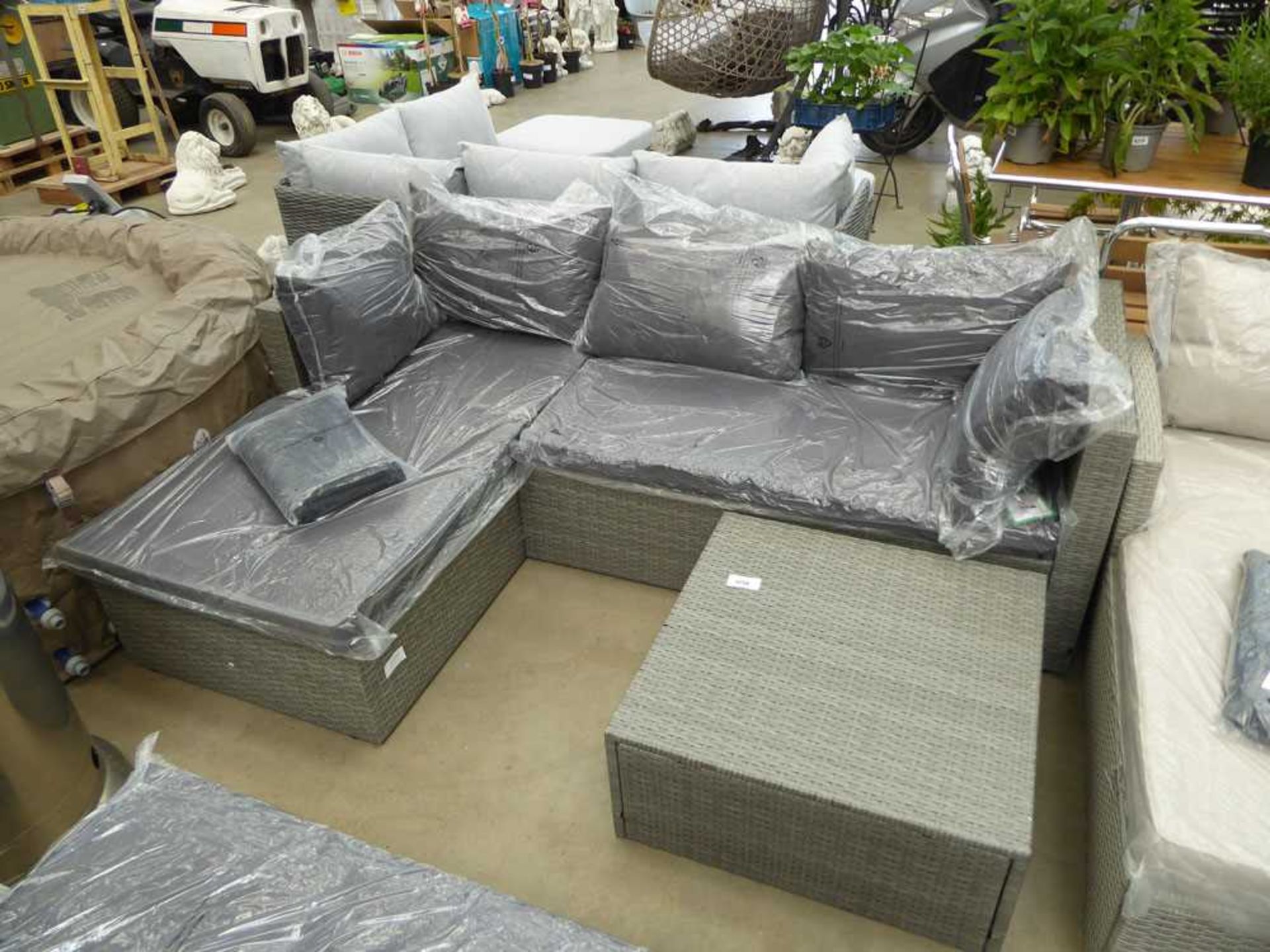 +VAT Dark grey rattan style corner sofa with cover