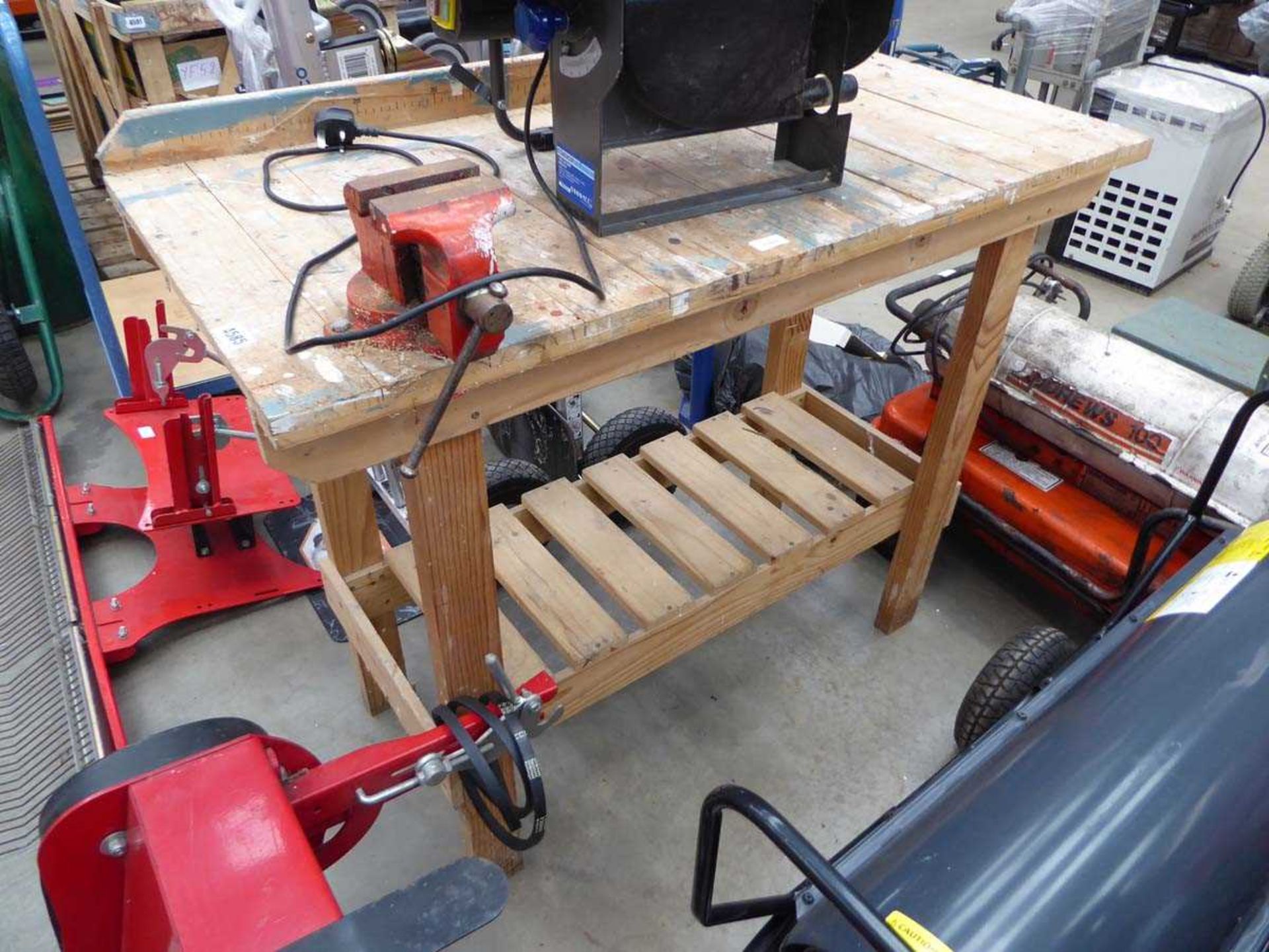 Small wood work bench with vice