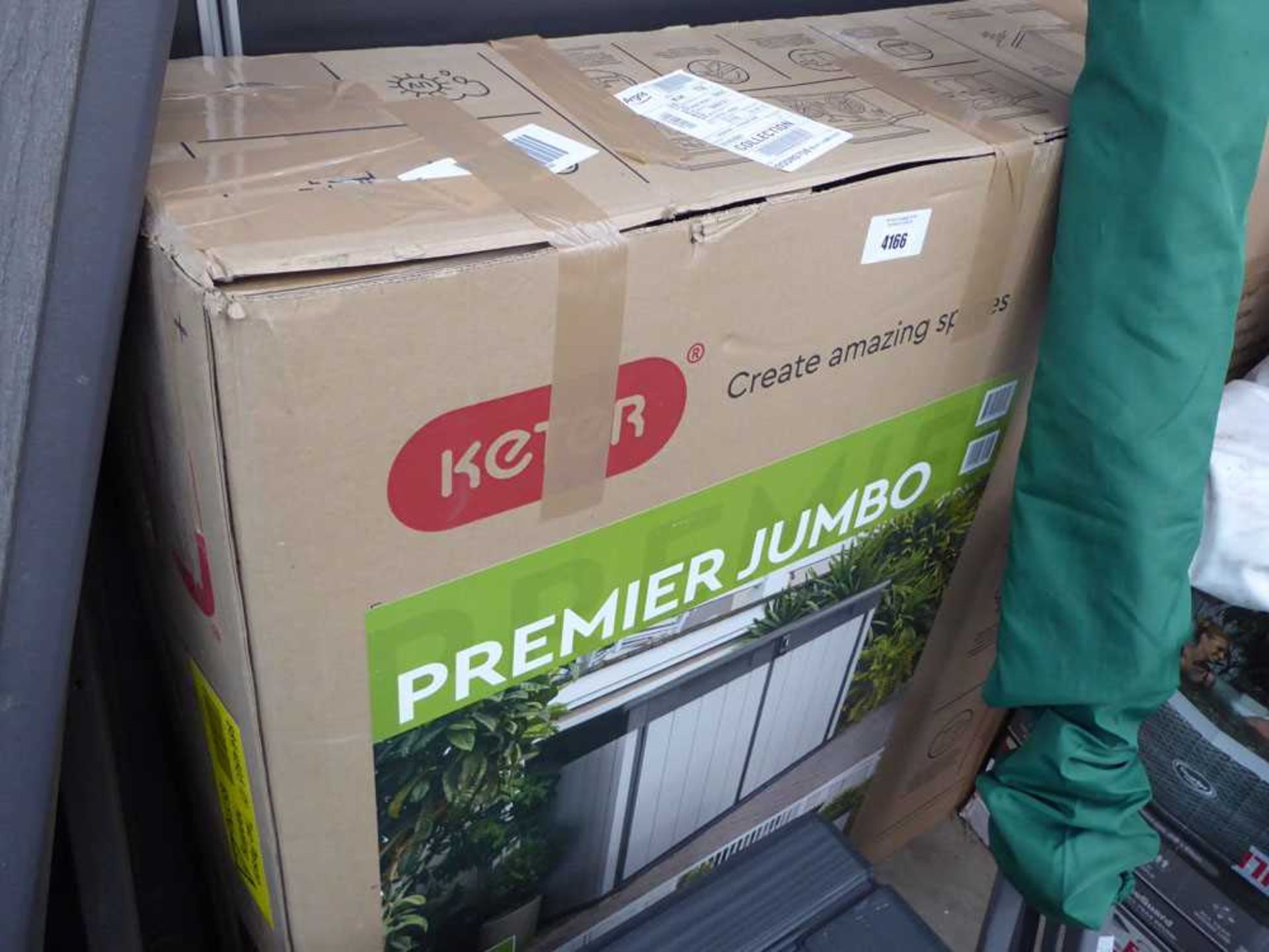 +VAT Box containing Keter Premier Jumbo flatpack shed parts