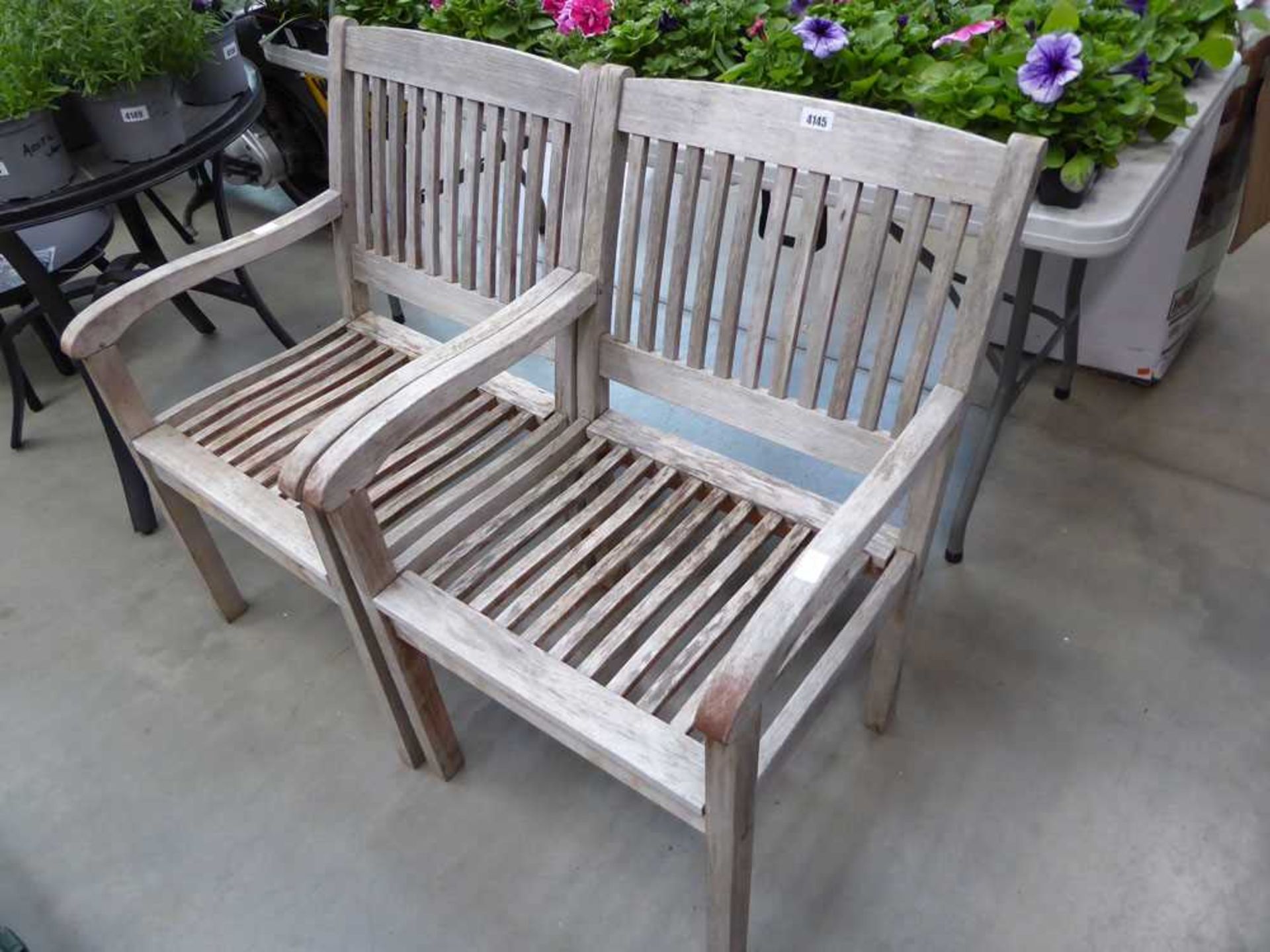 2 wooden garden chairs