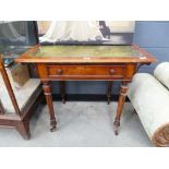 Victorian single drawer desk with green leather surface