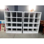 Pair of cube shaped storage cabinets