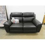 +VAT Grey leather effect two seater sofa