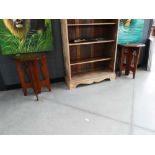 Pair of mahogany arts & crafts style side tables