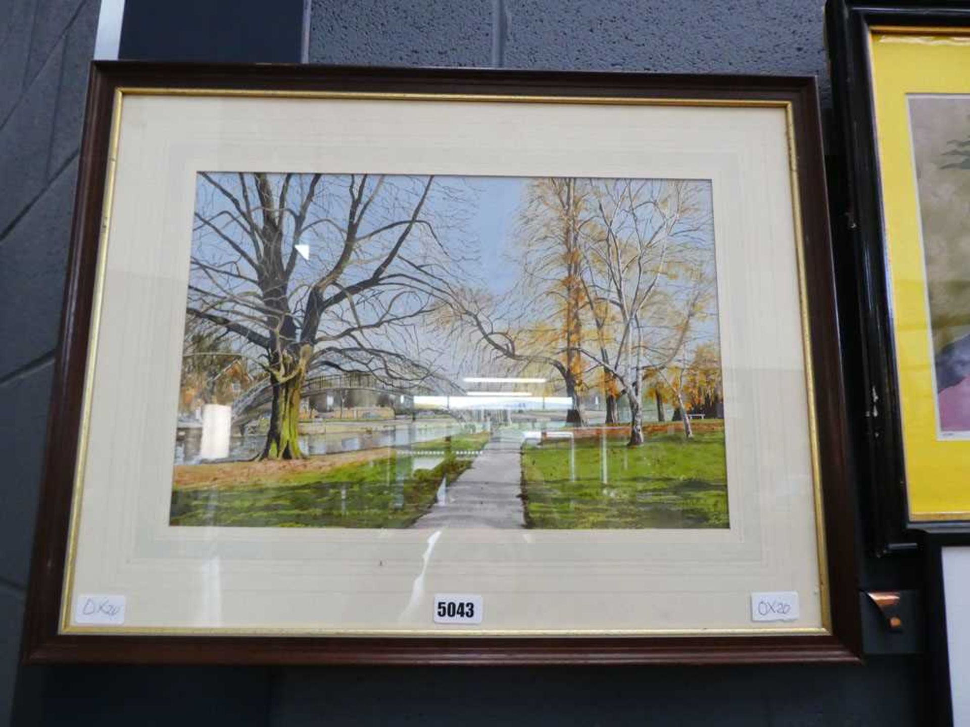 Bedford Embankment watercolour, framed and glazed