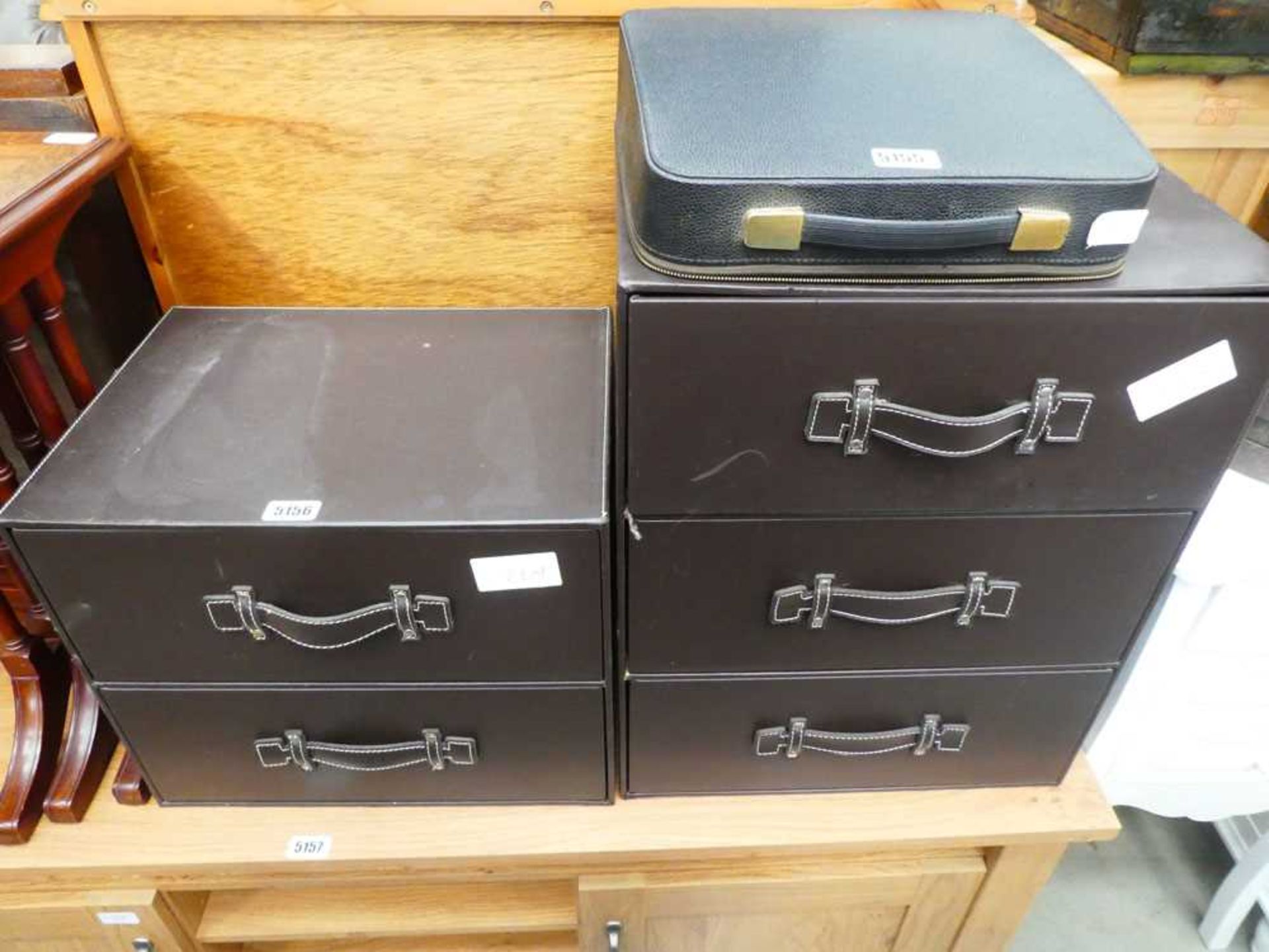 2 leather effect storage drawers