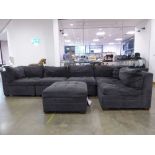 +VAT Anthracite grey six piece corner suite to include a foot stool