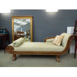 Chaise lounge with carved frame