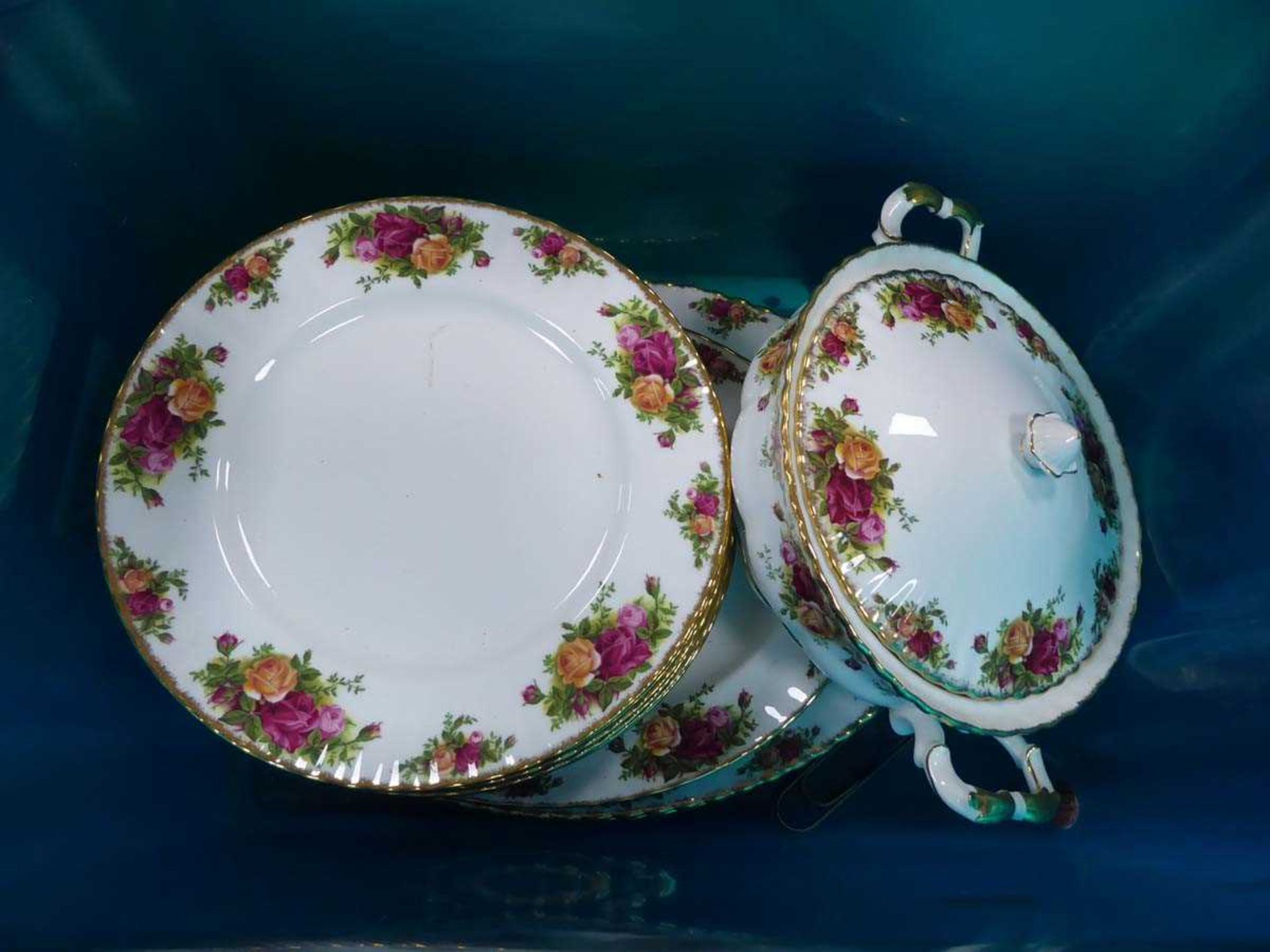 2 x boxes containing old country rose patterned crockery - Image 2 of 3