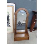 Dome topped mirror in oak frame with drawer under