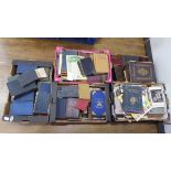 5 boxes containing antiquarian and later books including family Bible, British butterflies and