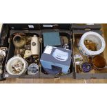 2 pallets of household goods to include glass bonbon dishes, decanter, loose cutlery, fire irons,