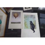 Rita Burns (1928-2022),'Balloon',artist's proof,unframed, together with 'Cat Contemplates' (2)*