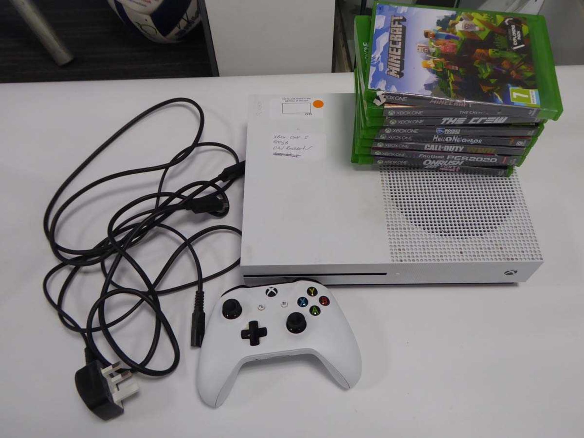 +VAT Xbox One S 500gb storage, includes controller, power cable, and games