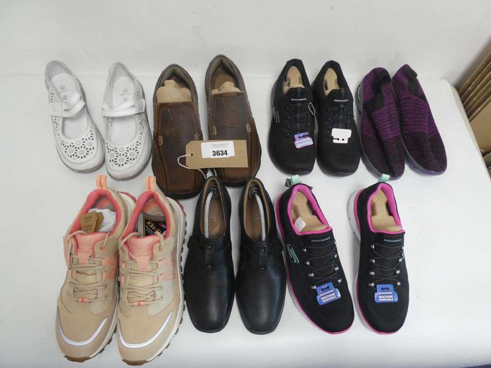+VAT 7 pairs of trainers/shoes in various styles and sizes to include sketchers/clarks etc