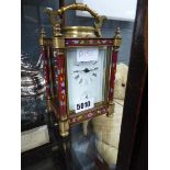 Mantel clock with painted brass case