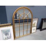 Dome topped garden mirror in gilt frame