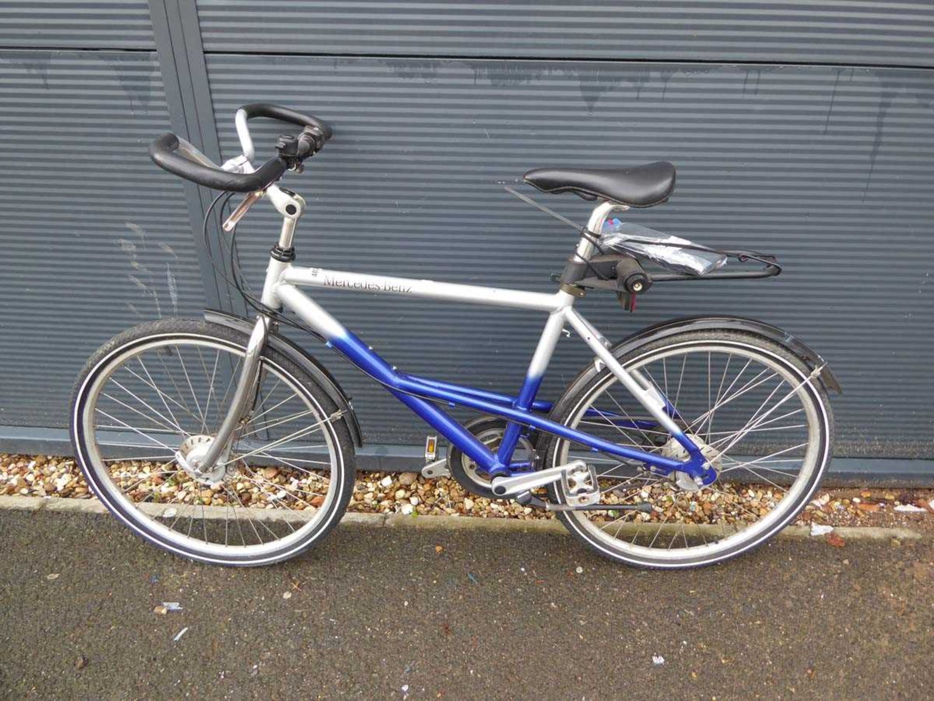 Mercedes Benz blue and silver bike