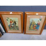 2 religious prints in Birdseye maple frames