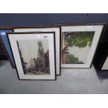 3 framed and glazed Edward King London etchings