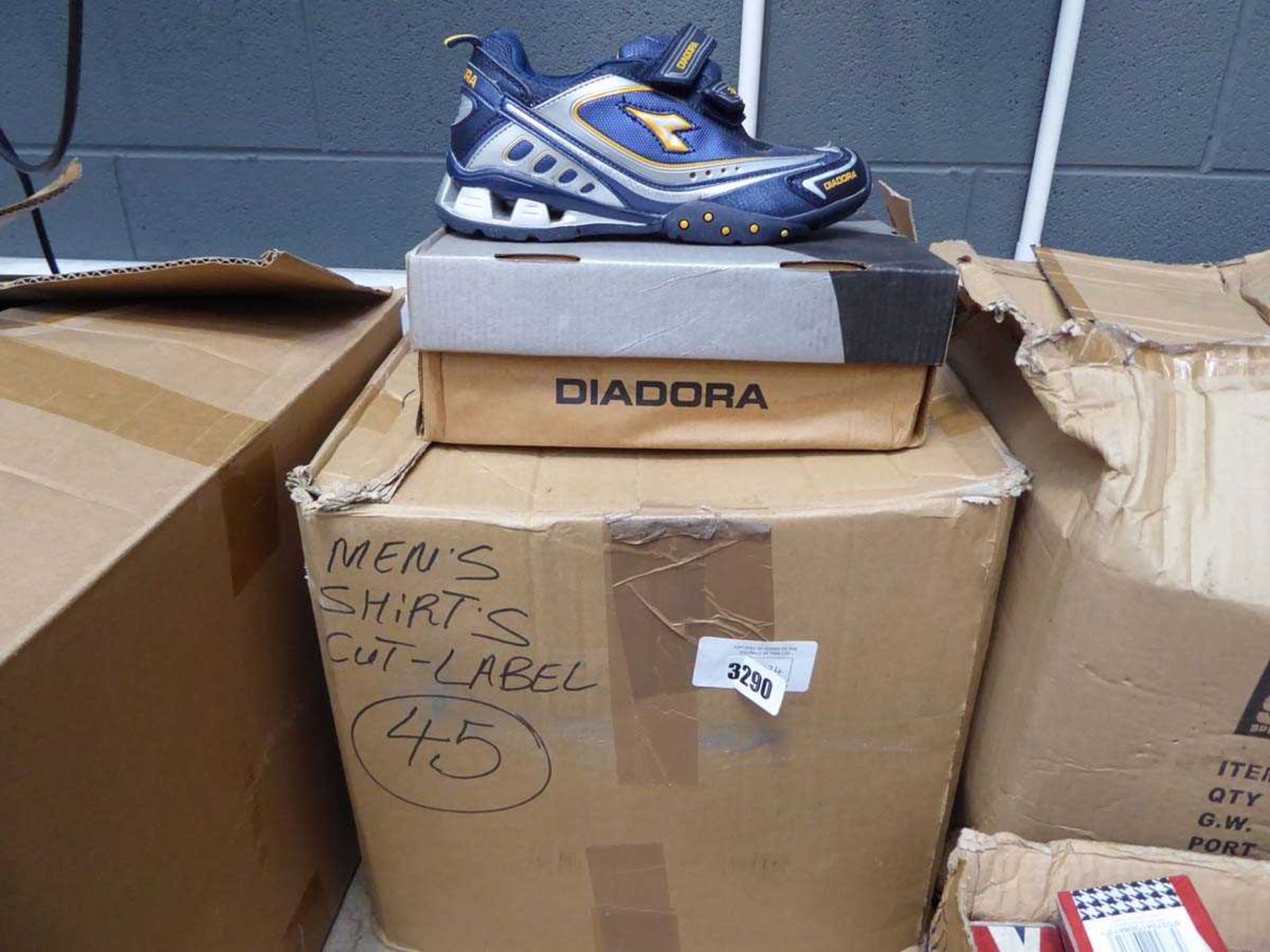 Box of children's Diadora shoes